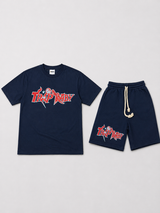 Kurzer Jogger-Set Blau