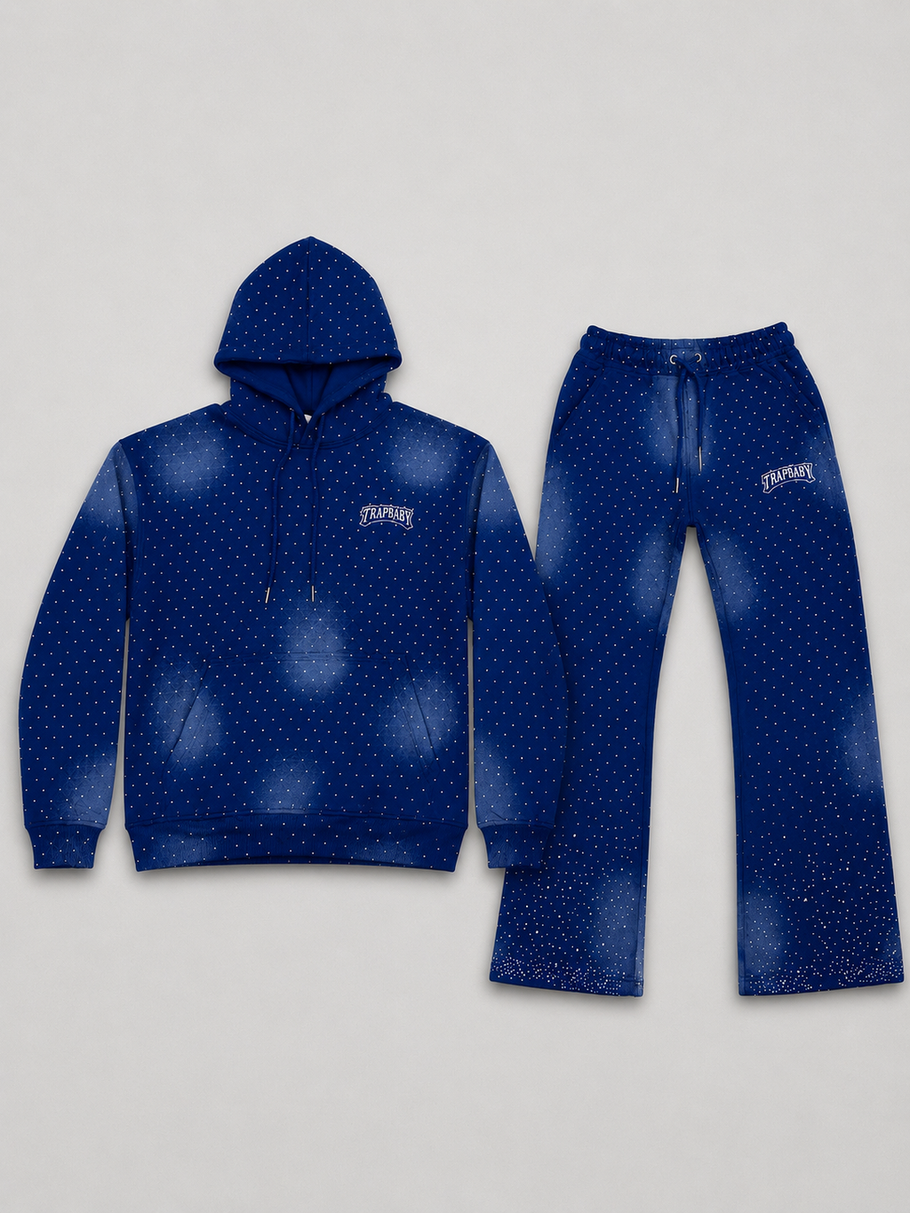 Rhinestone Tracksuit Set Blue