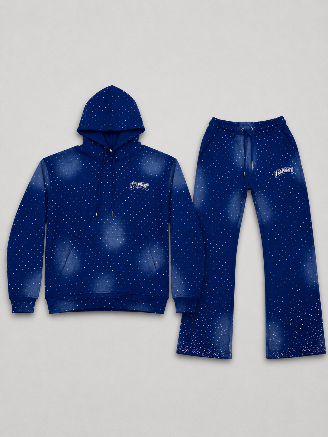 Rhinestone Tracksuit Set Blue