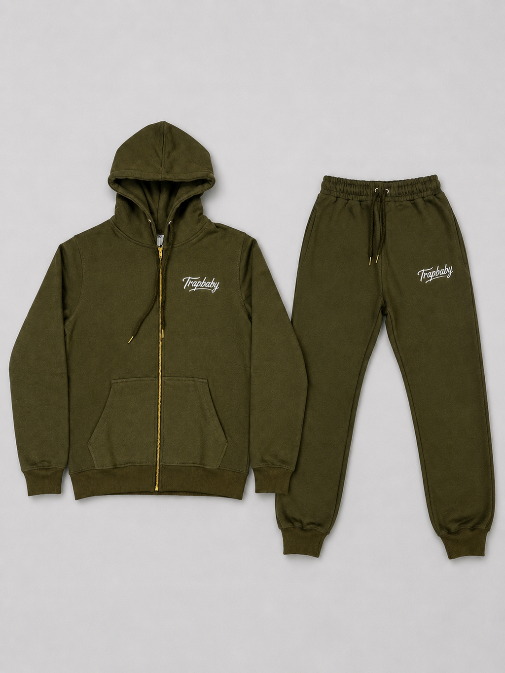 Basic Zipper Trackie Set Olivegreen