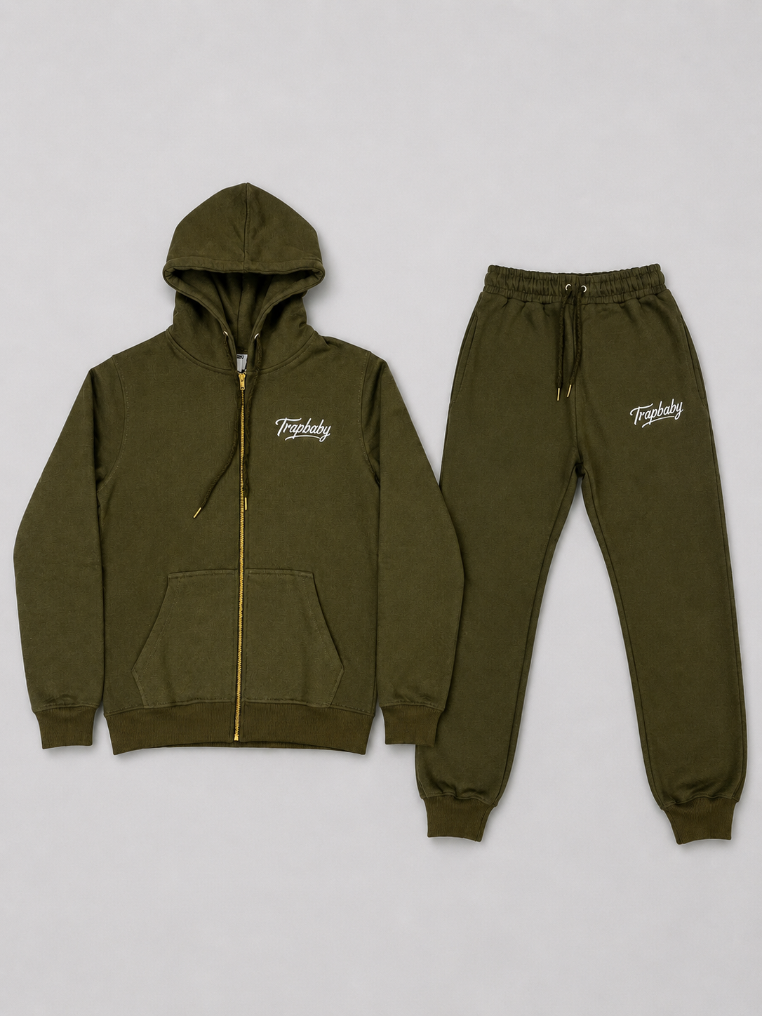 Basic Zipper Trackie Set Olivegreen
