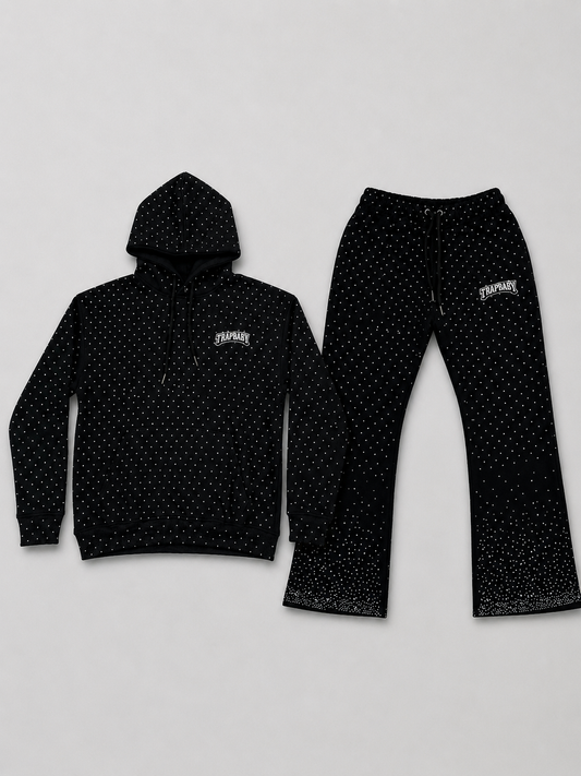 Rhinestone Tracksuit black