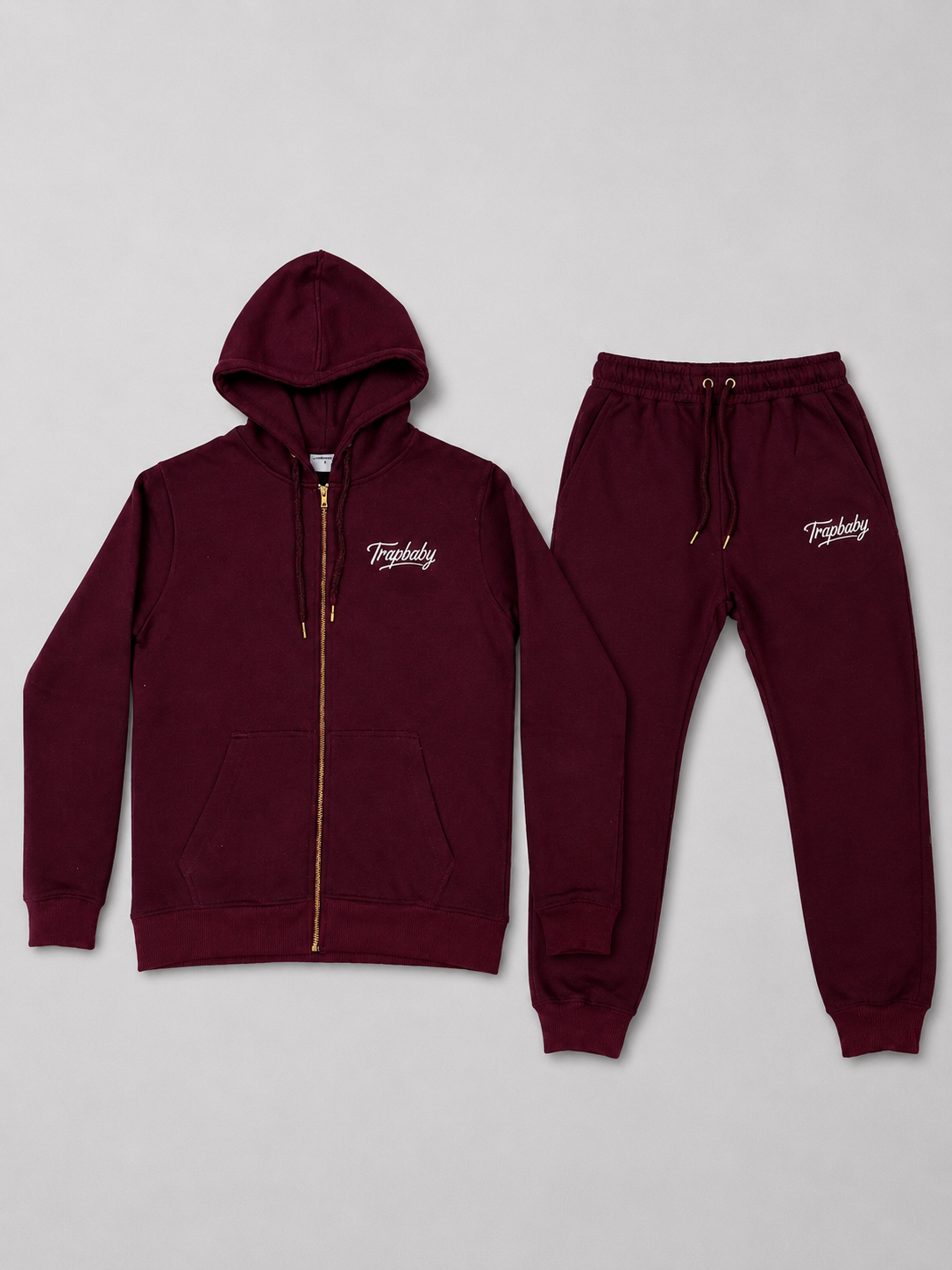 Basic Zipper Trackie Set Bordeauxrot
