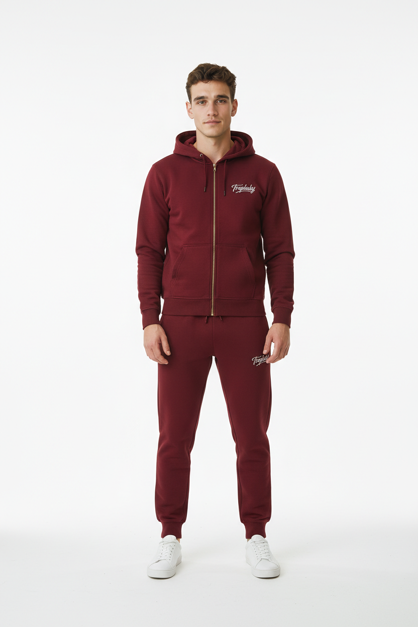 Basic Zipper Hoodie Bordeauxrot