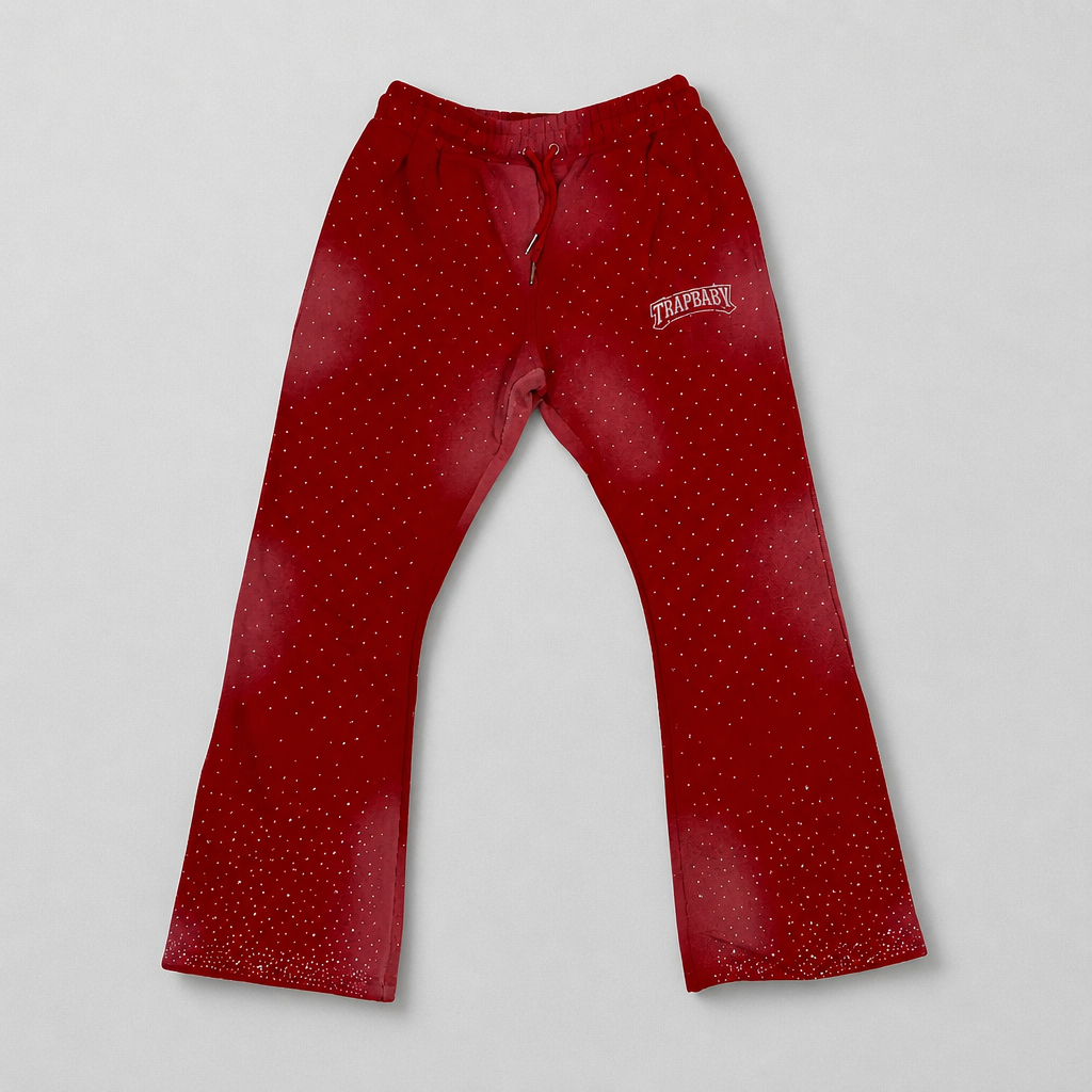 Rhinstone Tracksuit Set Red